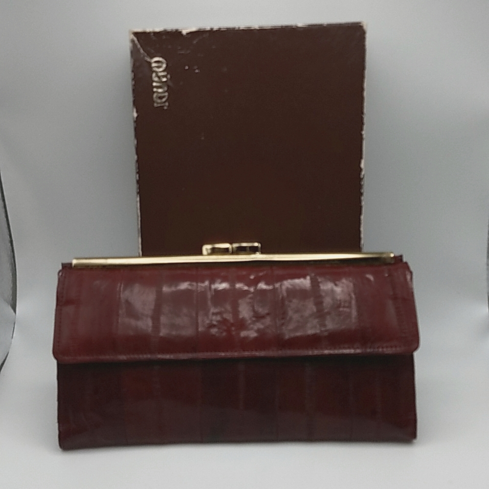 Vintage Mundi Wallet Serpendo Eel Skin Wine Color